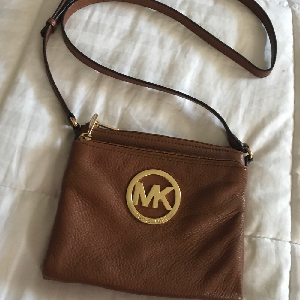 MICHAEL KORS BROWN LEATHER CROSSBODY